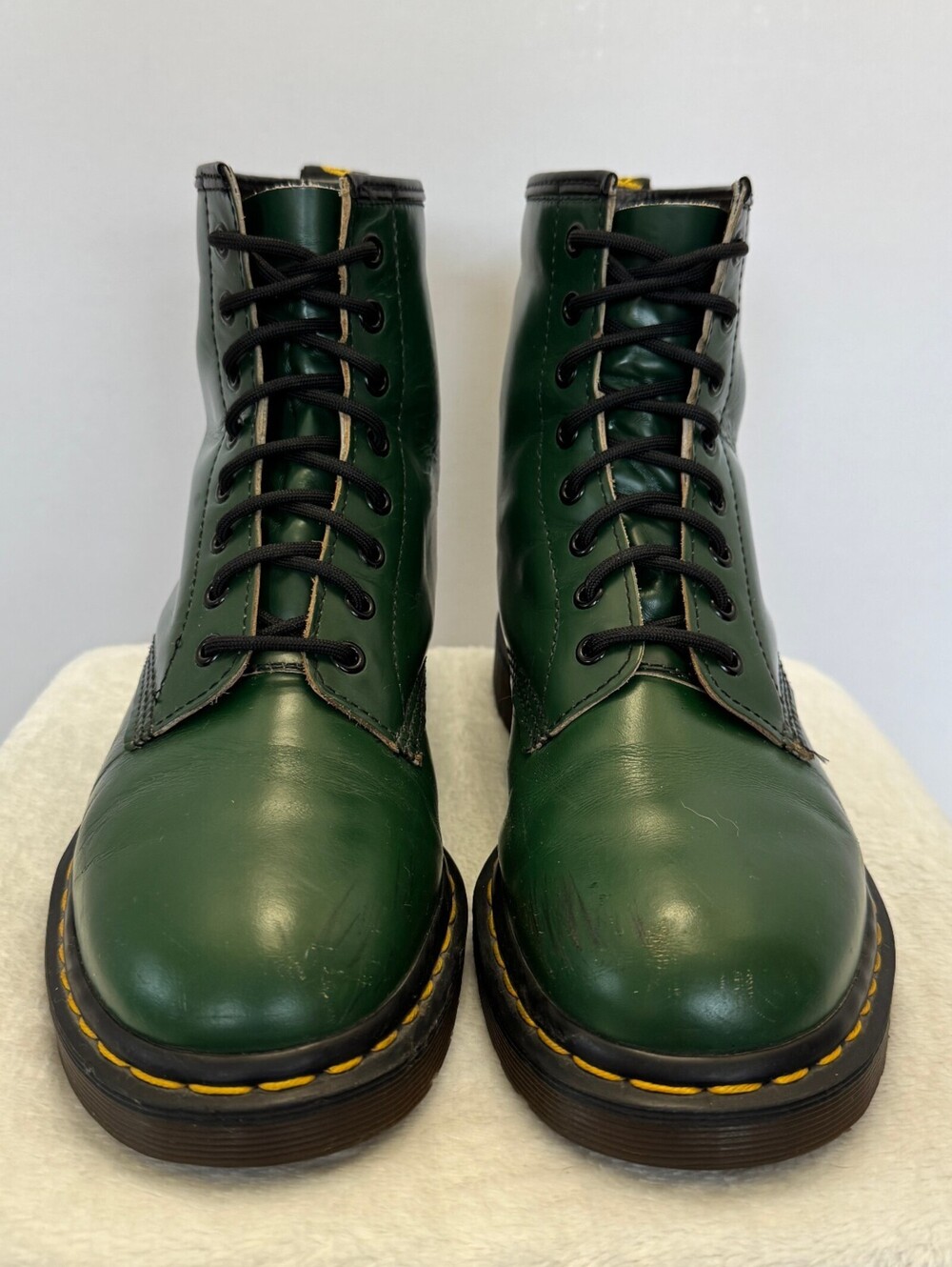 Vintage Dr Martens 1460 Boots UK 9 US 10 Green Leather Made England 8 Eye